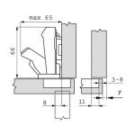 Charni�re clip top � encocher ouverture 170� grand coude inserta blum cha71t654