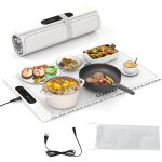 Chauffe plat �lectrique pliable pour aliments, tapis chauffant avec temp�rature et minuterie r�glables, ...