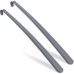 Chausse - pied, set de 2, 58 cm de long, en métal, à accrocher, aide pour enfiler les chaussures, gris ... Chausse - pied, set de 2, 58 cm de long, en métal, à accrocher, aide pour enfiler les chaussures, gris ...
