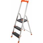 Chelle � 3 marches, escabeau pliable en aluminium, marches de 12 cm de large avec rainures, pieds antiglisses, ...
