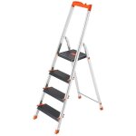 Chelle 4 marches en aluminium escabeau largeur de la marche 12 cm pliable plateau  outil pieds antidrapants ...