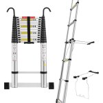 Chelle escabeau telescopique pliable 5m stabilisateur d'�chelle, marchepieds escamotables en aluminium ...