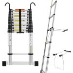 Chelle escabeau telescopique pliable 6. 2m stabilisateur d'chelle, marchepieds escamotables en aluminium ...