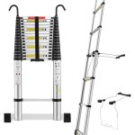 Chelle escabeau telescopique pliable 6. 2m stabilisateur d'�chelle, marchepieds escamotables en aluminium ...