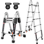 Chelle polyvalente en alu de 3, 8m (1, 9m + 1, 9m) Échelle escabeau télescopique avec 2 roues Chelle polyvalente en alu de 3, 8m (1, 9m + 1, 9m) Échelle escabeau télescopique avec 2 roues