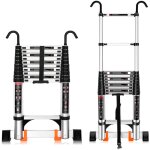 Chelle tlescopique 3, 2m portable multifonction chelle escabeau en alu charge max 150kg avec crochet ...