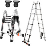 Chelle t�lescopique de 3. 8m(1. 9 + 1. 9) �chelle pliante 2 en 1 escabeau t�lescopique en aluminium