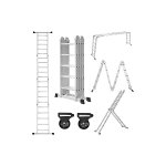 Échelle télescopique 550cm, 6 en 1 échelle multifonctionnelle aluminium, échelle pliante avec 2 roulettes ... Échelle télescopique 550cm, 6 en 1 échelle multifonctionnelle aluminium, échelle pliante avec 2 roulettes ...