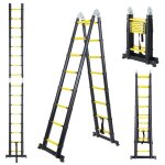 Swanew chelle tlescopique tlescopique en aluminium de 2, 5 + 2, 5 m - escabeau extensible, chelle ...