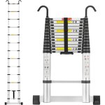 Chelle t�lescopique en aluminium, 3, 8 m, escabeau telescopique pliable avec barre stabilisatrice et ...