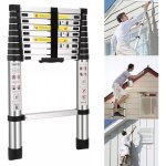 Chelle tlescopique extensible 2, 6 m de hauteur chelle pliante 150kg capacit de charge, 8. 5 ft chelle ...