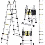 Chelle tlescopique portable et pliante chelle escamotable en aluminium noir charge 150kg - 4, 4m (2, ...