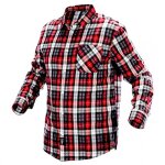 Chemise en flanelle � carreaux rouges, noirs et blancs, taille l