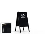 Chevalet stop trottoir tanche avec cadre en bois laqu noir 118x61cm, chevalet publicitaire