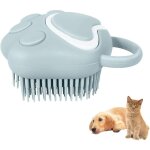 Chien chat brosse de bain peigne, en caoutchouc de silicone, avec distributeur de shampooing et brosse ...