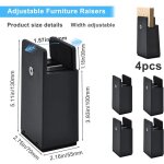Lot de 4 pieds rehausseurs réglables pour meubles noir hauteur 100 mm convient à 10 - 37 mm pied de meuble ... Lot de 4 pieds rehausseurs réglables pour meubles noir hauteur 100 mm convient à 10 - 37 mm pied de meuble ...