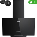 Ciarra - hotte aspirante inclin�e 60cm 350m� / h 3 vitesses recyclage ou evcuation verre noir cd6750cb ...