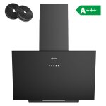 Ciarra - hotte inclin�e 60cm classe 650m3h 3 vitesses �vacuation ou recyclage noire