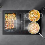 Ciarra plaque induction aspirante 83cm avec hotte intgr a + 500m3 / h plasma filtre booster minuterie ...