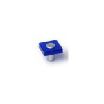 Cime - bouton carr pvc, bleu opale, 30x30mm, h. 26mm, 1 pice avec visserie.