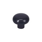 Cime - bouton rond plastique noir, d. 35mm, h. 26mm, 1 pice avec visserie.
