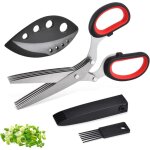 Ciseaux � herbes, ciseaux de cuisine � 5 lames en acier inoxydable, ciseaux � �pices ciboulette avec ...