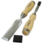 Ciseau de sculpteur manche bois stanley long. mm: 160 - largeur mm: 28