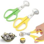 Ciseaux � ?ufs de caille en acier inoxydable, lot de 2 ouvre - ?ufs de pigeon, vert + jaune