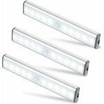 Clairage d'armoire  trois 10 led, sans fil, usb rechargeable, magntique, dtecteur de mouvement, 2 ...