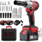 Cl� � chocs sans fil brushless teeno 320nm boulonneuse a choc avec 2 x 3. 0ah batterie 20v, boulons de ...
