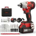 Cl� � chocs sans fil brushless teeno 320nm boulonneuse a choc avec 3. 0ah batterie 20v, boulons de roue, ...