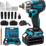 Cl� � chocs sans fil avec deux batteries, 21v electrique 3 en 1 visseuse, 1200n. m boulonneuse � choc ...