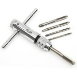 Cl� � tarauder � cliquet r�glable argent�e avec poign�e en t, et 5 tarauds m�triques m3 - m8 (3 - 8 mm) ...