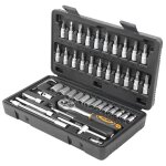 Cliquet re'versible avec douille tolsen 1 / 4  coffret 46pcs