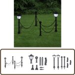 Clture  chane avec deux lampes solaires led et deux piquets - clture solaire - clairage extrieur ...