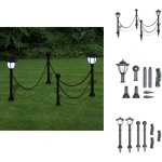 Clture  chane avec deux lampes solaires led et deux piquets - clture solaire - clairage extrieur ...