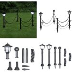 Clture  chane avec deux lampes solaires led et deux piquets - clture solaire - clairage extrieur ...