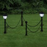 Cl�ture � cha�ne avec deux lampes solaires led et deux piquets vidaxl