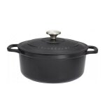 Cocotte ronde en fonte �maill�e 24cm noire sublime chasseur puc472401
