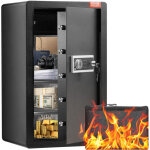 Coffre - fort a porte simple 113 l, 2 facons de deverrouillage par cle ou mot de passe, avec sac ignifuge, ...
