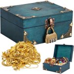 Coffre au tr�sor en bois vintage pour enfants avec serrure - 15 x 12 x 7 cm - coffre en bois de pirate ...