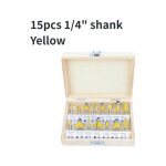 Coffret de 15 fraises dfonceuse en carbure de tungstne, tige 1 / 4' (6, 35 mm) pour coupe, rainurage, ...