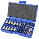 Coffret de 34 douilles cl douille intrieur extrieur embout toile torx femelle