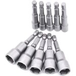 Coffret de forets pour perceuse 10 pi�ces douille visseuse 6 - 19mm - adaptateur embout, hexagonal pour ...