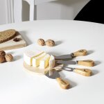 Coffret fromages - couteau et planche - 14 x 14 cm - bois - livraison gratuite