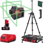 Coffret laser vert niveau 3 lignes 360 kit complet avec support, cellule, trpied, batterie, chargeur ...