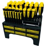 Coffret tournevis et embouts - 23 tournevis, 8 de precision, 1 poign�e, 6 douilles et 60 embouts - chrome ...