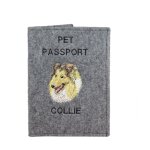 Colley  poil long - protge passeport pour chien, protge document, cadeau voyage de art - dog