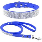 Collier chat et chien en strass brillant mignon et color� (xxs, bleu fonc�)