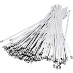 Collier de serrage inox 100 pi�ces, 300mm�4, 6mm attache c�bl�es acier inoxydable, collier de serrage ...